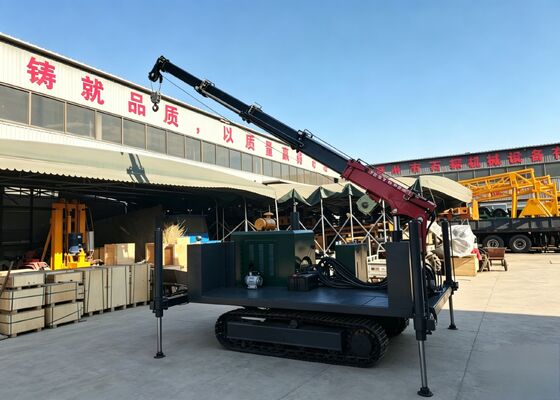 Chassis mang tàu crawler toàn địa hình với cánh đỡ nâng thủy lực và chân ổn định